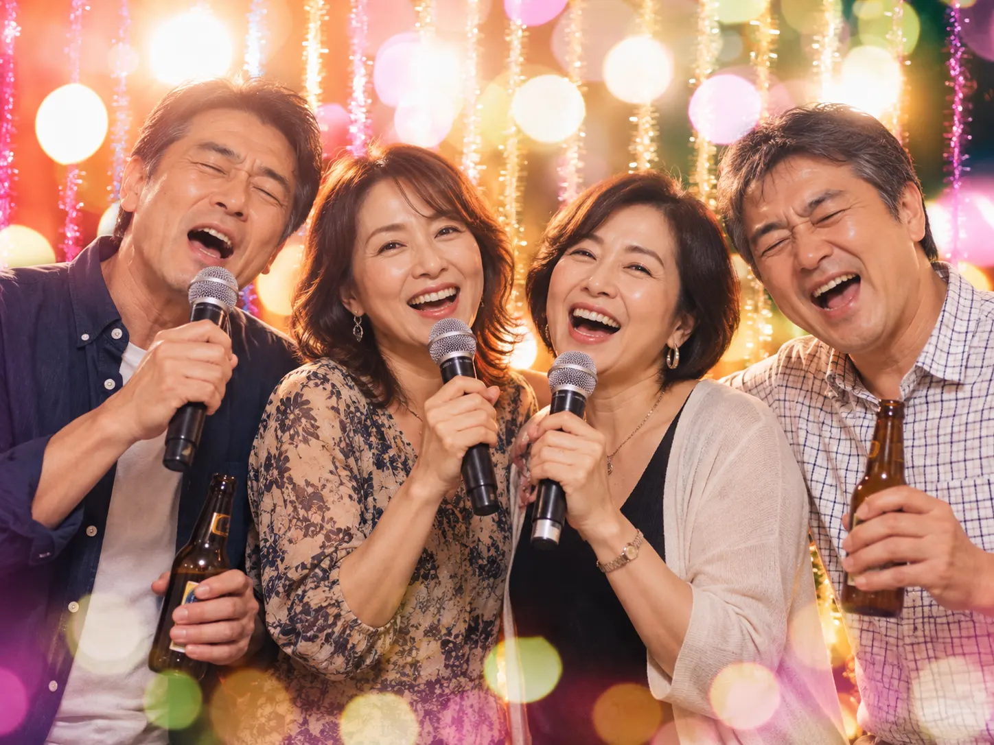 同世代の仲間とカラオケを楽しむ大人たち