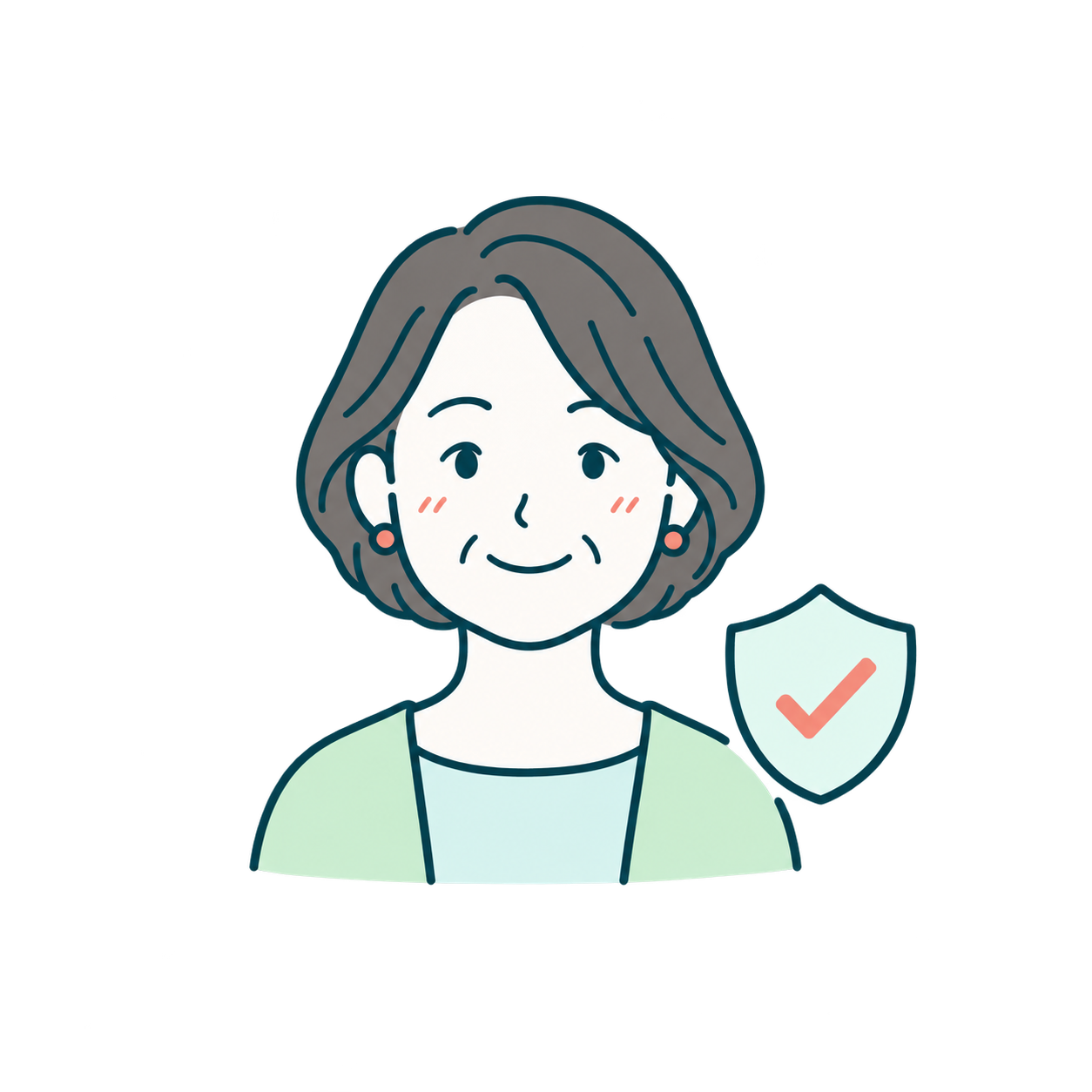 本人確認済みの大人を表す線画イラスト