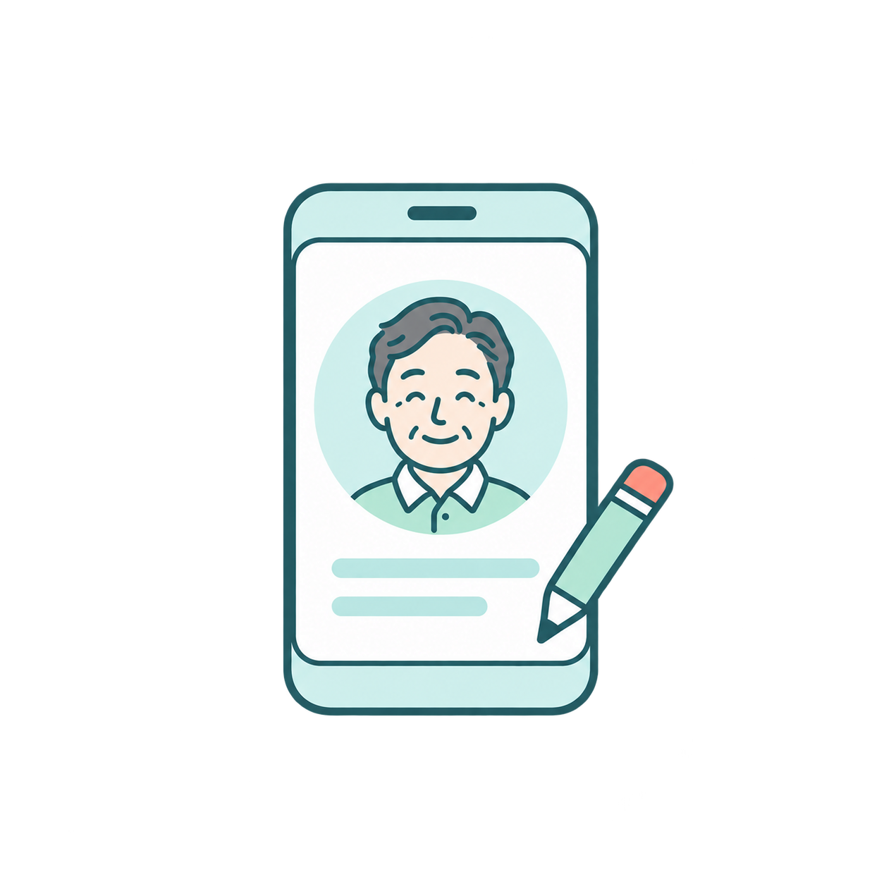 プロフィール登録を表す線画イラスト