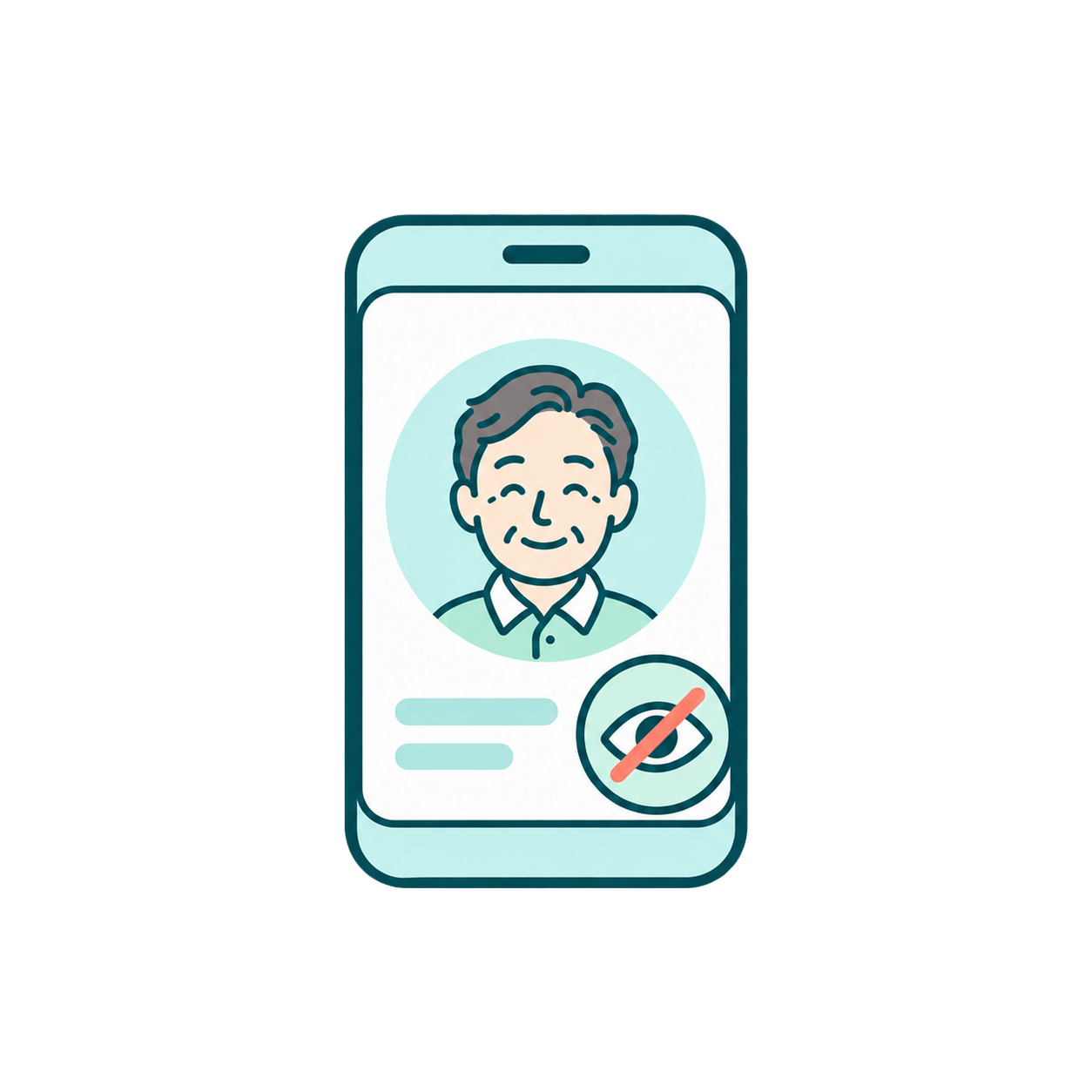 実名を表示しないプロフィールを表す線画イラスト